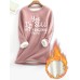 Women's Pajama Top and Pant Letter Warm Comfort Soft Home Daily Bed Fleece Warm Breathable Crew Neck Long Sleeve Pullover Pant Elastic Waist Fall Winter Pink Blue