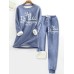 Women's Pajama Top and Pant Letter Warm Comfort Soft Home Daily Bed Fleece Warm Breathable Crew Neck Long Sleeve Pullover Pant Elastic Waist Fall Winter Pink Blue