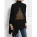 Women's Shirt Blouse Graphic Black Red Blue Print Asymmetric Long Sleeve Casual Daily Basic Turtleneck High Neck Regular Fit Fall & Winter