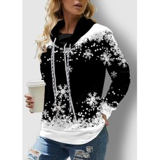 Women's Pullover Christmas Sweatshirt Snowflake Sportswear Festival Print Black Red Blue Casual Sports Turtleneck Long Sleeve Top Micro-elastic Fall & Winter