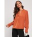 Women's Shirt Blouse Plain Navy Blue Orange Button Long Sleeve Work Fashion V Neck Regular Fit S M L