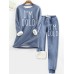 Women's Fleece Pajama Sets Lounge Sets Letter Warm Comfort Soft Home Daily Bed Fleece Warm Breathable Crew Neck Long Sleeve Pullover Pant Elastic Waist Fall Winter Blue