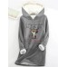 Women's Hoodie Sweatshirt Pullover Sherpa Fleece Lined Cat Letter Warm Fuzzy Print Black Pink Dark Pink Casual Sports Hoodie Long Sleeve Top Micro-elastic Fall & Winter