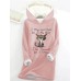 Women's Hoodie Sweatshirt Pullover Sherpa Fleece Lined Cat Letter Warm Fuzzy Print Black Pink Dark Pink Casual Sports Hoodie Long Sleeve Top Micro-elastic Fall & Winter