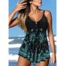 Women's Swimwear Tankini Swim Dress 2 Piece Normal Swimsuit 2 Piece Modest Swimwear Floral Print Black Purple Padded Strap Bathing Suits Sports Vacation Beach Wear