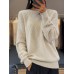 Women's Pullover Sweater Jumper Crew Neck Ribbed Knit Wool Knitted Fall Winter Regular Outdoor Valentine's Day Daily Fashion Streetwear Casual Long Sleeve Solid Color Pink Camel Beige S M L