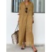 Women's Shirt Dress Casual Dress Cotton Linen Dress Maxi long Dress Linen Cotton Blend Basic Classic Outdoor Daily Vacation Shirt Collar Button Long Sleeve Summer Spring 2023 Loose Fit khaki Plain S