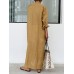 Women's Shirt Dress Casual Dress Cotton Linen Dress Maxi long Dress Linen Cotton Blend Basic Classic Outdoor Daily Vacation Shirt Collar Button Long Sleeve Summer Spring 2023 Loose Fit khaki Plain S