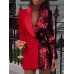 Women's Sequin Dress Party Dress Sparkly Dress Work Dress Blazer Dress And Jacket Set Mini Dress Champagne Red Long Sleeve Spring