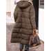 Women's Long Puffer Jacket Winter Fleece ParkaReversible Thermal Warm Windproof Winter Coat Hooded Jackets Comtemporary Casual Street Style Jacket Long Sleeve Brown Black