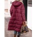 Women's Long Puffer Jacket Winter Fleece ParkaReversible Thermal Warm Windproof Winter Coat Hooded Jackets Comtemporary Casual Street Style Jacket Long Sleeve Brown Black