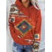 Women's Hoodie Sweatshirt Pullover Geometric Vintage Ethnic Vintage Ethnic Neon & Bright Front Pocket Red Blue Green Street Casual Hoodie Long Sleeve Top Micro-elastic Fall & Winter