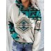 Women's Hoodie Sweatshirt Pullover Geometric Vintage Ethnic Vintage Ethnic Neon & Bright Front Pocket Red Blue Green Street Casual Hoodie Long Sleeve Top Micro-elastic Fall & Winter