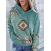 Women's Hoodie Sweatshirt Pullover Geometric Vintage Ethnic Vintage Ethnic Neon & Bright Front Pocket Red Blue Green Street Casual Hoodie Long Sleeve Top Micro-elastic Fall & Winter