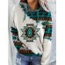 Women's Hoodie Sweatshirt Pullover Geometric Vintage Ethnic Vintage Ethnic Neon & Bright Front Pocket Red Blue Green Street Casual Hoodie Long Sleeve Top Micro-elastic Fall & Winter