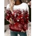 Women's Pullover Christmas Sweatshirt Graphic Snowflake Active Festival Print Light Green Red Blue Party Casual Round Neck Long Sleeve Top Micro-elastic Fall & Winter