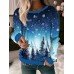 Women's Pullover Christmas Sweatshirt Graphic Snowflake Active Festival Print Light Green Red Blue Party Casual Round Neck Long Sleeve Top Micro-elastic Fall & Winter