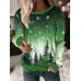 Women's Pullover Christmas Sweatshirt Graphic Snowflake Active Festival Print Light Green Red Blue Party Casual Round Neck Long Sleeve Top Micro-elastic Fall & Winter