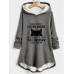 Women's Hoodie Sweatshirt Pullover Sherpa Fleece Lined Cat Letter Warm Funny Fuzzy Button Print Dark Pink Blue Gray Casual Sports Hoodie Long Sleeve Top Micro-elastic Fall & Winter