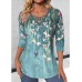 Women's T shirt Tee Floral Navy Blue Blue Purple Print Long Sleeve Casual Holiday Fashion V Neck Regular Fit Spring &Fall