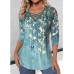 Women's T shirt Tee Floral Navy Blue Blue Purple Print Long Sleeve Casual Holiday Fashion V Neck Regular Fit Spring &Fall