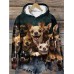 Women's Hoodie Sweatshirt Pullover Cat Active Sportswear Funny Print Black White Yellow Casual Sports Hooded Long Sleeve Top Micro-elastic Fall & Winter