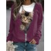 Women's Plus Size Sweatshirt Pullover Cat Sports Basic Black Pink Blue Street Casual Round Neck Long Sleeve Top Micro-elastic Fall & Winter