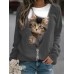 Women's Plus Size Sweatshirt Pullover Cat Sports Basic Black Pink Blue Street Casual Round Neck Long Sleeve Top Micro-elastic Fall & Winter