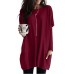 T shirt Tee Women's Wine Red Darkblue Black Solid / Plain Color Patchwork Pocket Street Daily Daily Classic Round Neck Regular Fit S