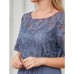 Women‘s Cocktail Party Dress Lace Dress Midi Dress Green Blue Purple Half Sleeve Floral Embroidery Lace Summer Spring Crew Neck Elegant Classic Wedding Guest 2023 S M L XL XXL 3XL