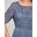 Women‘s Cocktail Party Dress Lace Dress Midi Dress Green Blue Purple Half Sleeve Floral Embroidery Lace Summer Spring Crew Neck Elegant Classic Wedding Guest 2023 S M L XL XXL 3XL