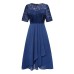 Women‘s Cocktail Party Dress Lace Dress Midi Dress Green Blue Purple Half Sleeve Floral Embroidery Lace Summer Spring Crew Neck Elegant Classic Wedding Guest 2023 S M L XL XXL 3XL