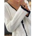 Women's Cardigan Sweater V Neck Ribbed Knit Polyester Sequins Patchwork Fall Winter Regular Party Valentine's Day Going out Elegant Stylish Soft Long Sleeve Plaid Black White Pink S M L