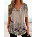 Women's T shirt Tee Henley Shirt Floral White Pink Blue Print Button Short Sleeve Holiday Weekend Tunic Basic Round Neck Regular Fit