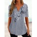 Women's T shirt Tee Henley Shirt Floral White Pink Blue Print Button Short Sleeve Holiday Weekend Tunic Basic Round Neck Regular Fit