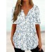 Women's T shirt Tee Henley Shirt Floral White Pink Blue Print Button Short Sleeve Holiday Weekend Tunic Basic Round Neck Regular Fit