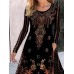 Women's Swing Dress A Line Dress Floral Print Pocket Crew Neck Midi Dress Fashion Streetwear Outdoor Daily Long Sleeve Regular Fit Black Summer Spring S M L XL XXL