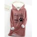 Women's Hoodie Sweatshirt Pullover Sherpa Fleece Lined Letter Warm Fuzzy Print Black Pink Dark Pink Casual Sports Hoodie Long Sleeve Top Micro-elastic Fall & Winter