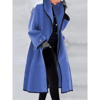 Women's Overcoat Long Coat Single Breast...