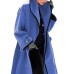 Women's Overcoat Long Coat Single Breasted Lapel Trench Coat Loose Fit Winter Coat Outerwear Long Sleeve Fall Blue