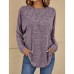 Women's T shirt Tee Plain Grass Green Violets Black Long Sleeve Daily Weekend Basic Round Neck Regular Fit Fall & Winter