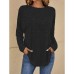 Women's T shirt Tee Plain Grass Green Violets Black Long Sleeve Daily Weekend Basic Round Neck Regular Fit Fall & Winter