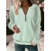 Women's Zip Up Sweatshirt Sweatshirt Pullover Textured Solid Color Basic Quarter Zip White Pink Green Street Casual Round Neck Long Sleeve Top Micro-elastic Fall & Winter