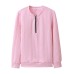 Women's Zip Up Sweatshirt Sweatshirt Pullover Textured Solid Color Basic Quarter Zip White Pink Green Street Casual Round Neck Long Sleeve Top Micro-elastic Fall & Winter