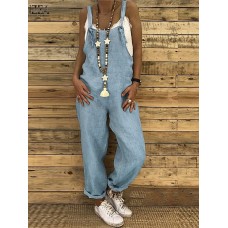 Women's Overall Bib Utility Pocket Solid Color Square Neck Streetwear Daily Vacation Regular Fit Sleeveless Black Wine Blue S M L Summer Fall Cowboy