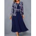 Women‘s Plus Size Curve Dress Set Print Crew Neck Long Sleeve Spring Fall Elegant Maxi long Dress Formal Party Dress