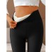 Women's Fleece Pants Tights Leggings Ankle-Length Micro-elastic High Waist Tights Casual / Sporty Weekend Yoga Black Gold Wine S M Fall & Winter