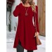 Women's Casual Dress Plain Dress Mini Dress Button Outdoor Daily Going out Active Fashion Crew Neck Long Sleeve 2023 Regular Fit Black Pink Red Color S M L XL XXL Size