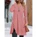 Women's Casual Dress Plain Dress Mini Dress Button Outdoor Daily Going out Active Fashion Crew Neck Long Sleeve 2023 Regular Fit Black Pink Red Color S M L XL XXL Size