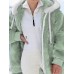 Women's Zip Hoodie Sweatshirt Fleece Jacket Pullover Sherpa Fleece Teddy Zipper Green Blue Purple Plain Round Neck Long Sleeve S M L XL 2XL 3XL / Winter / Fleece lined